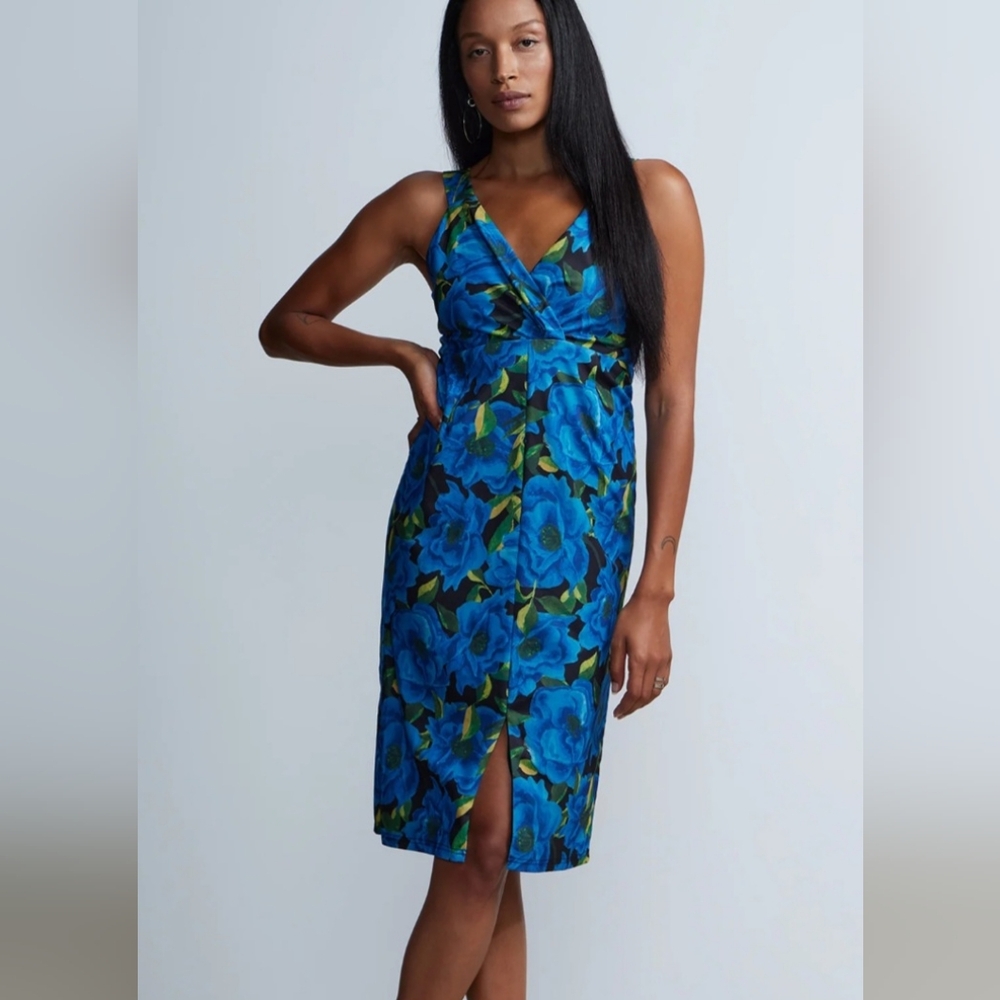 New York & Company V-neck Front Slit Floral Dress NWT